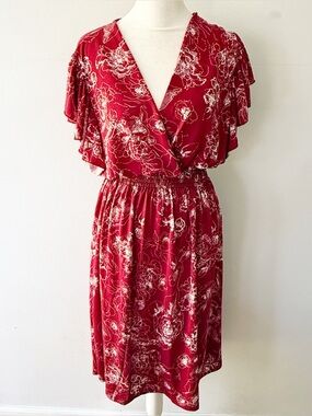 Anna Morgan Women Flutter Sleeve Floral Dress 2X Feminine Stretchy Casual